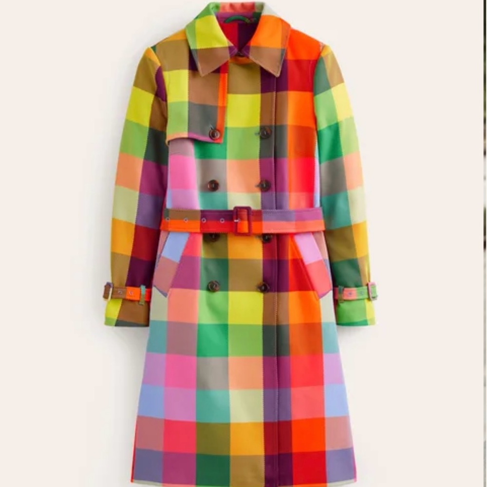 BODEN Neon Double Breasted Belted Trench Coat